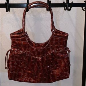Rust Colored Faux Crocodile Pattern Purse